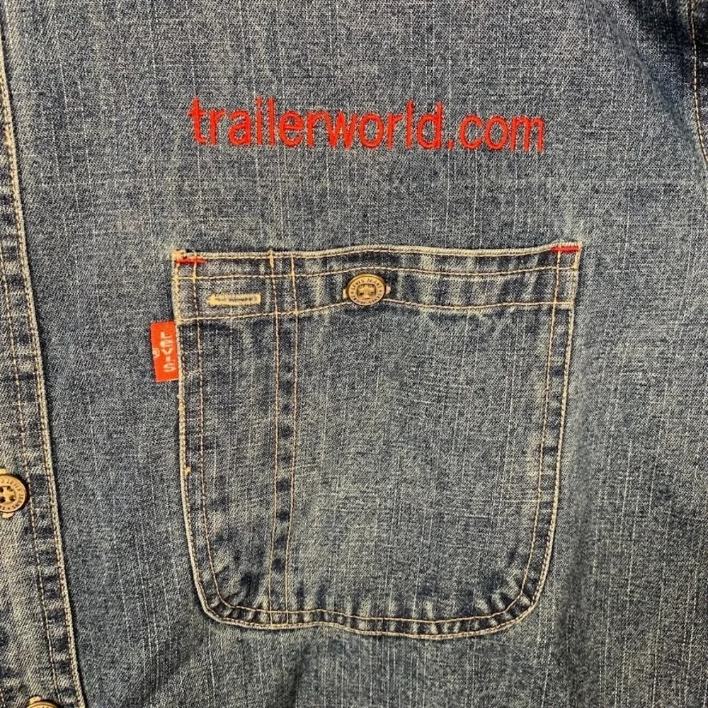 Vtg 80s Levis Denim Shirt Medium America Original Sweater Tag Trailerworld Promo